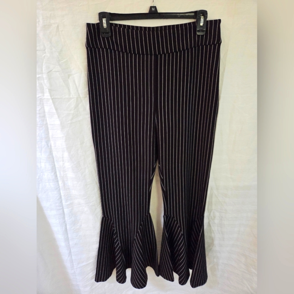Free People Black and White Striped Flared Pants